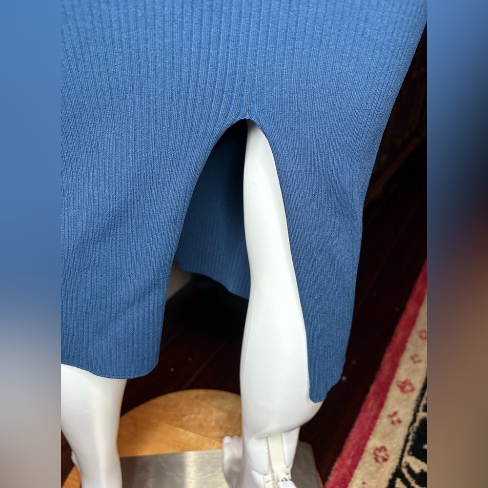 Jonathan Simkhai- Elegant Blue Long Sleeve Ribbed Knit Dress. Size S - Picture 5 of 6
